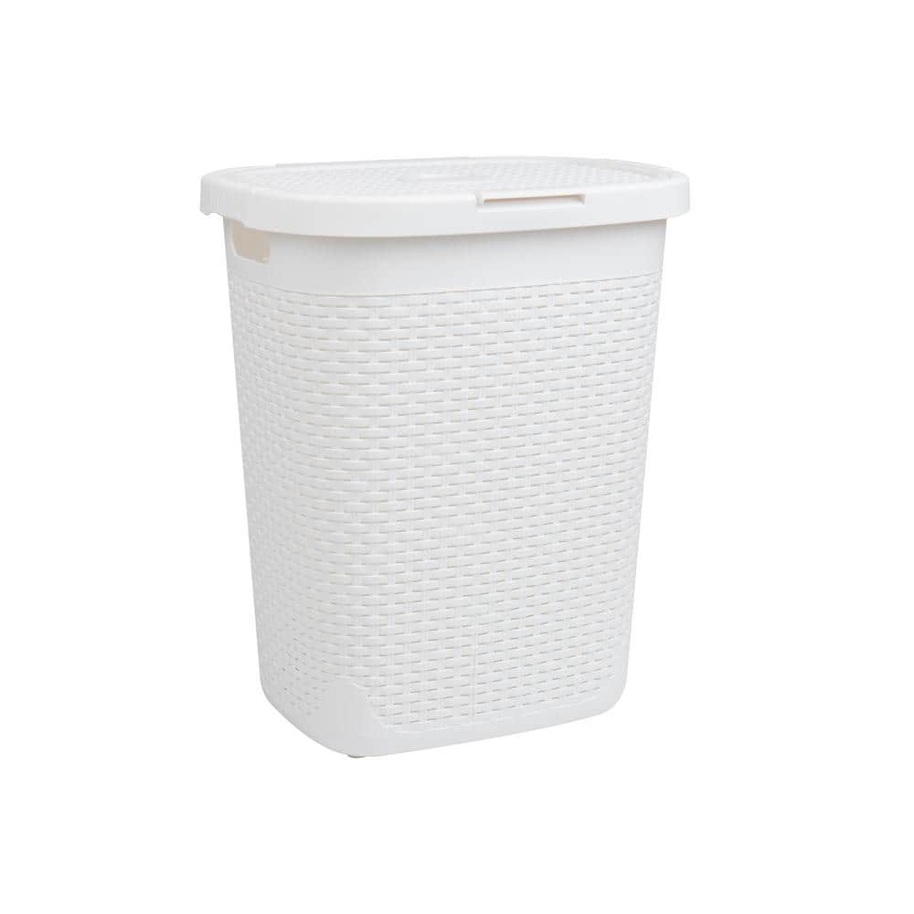 Rubbermaid White Plastic Clothes Hamper with Lid - household items