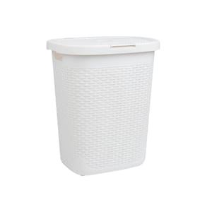 White 21 in. H x 13.75 in. W x 17.65 in. L Plastic 50L Slim Ventilated Rectangle Laundry Hamper with Lid