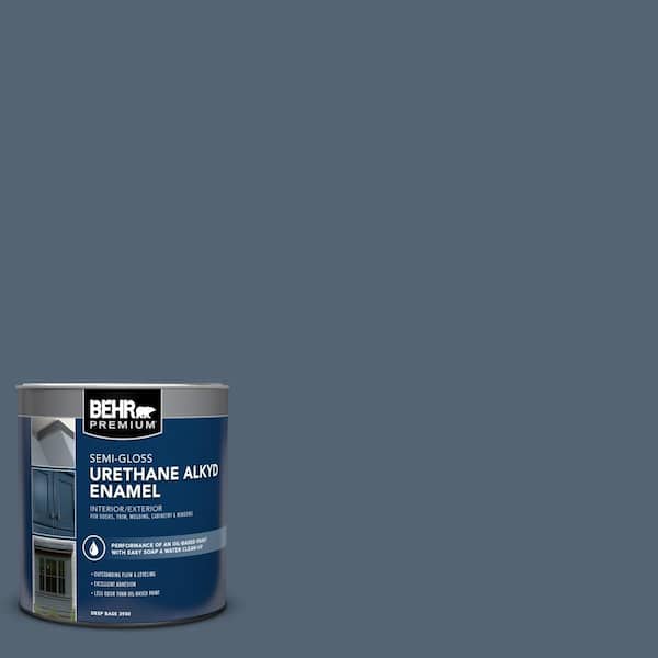BEHR PREMIUM 1 qt. #T17-17 Midnight Show Semi-Gloss Enamel Urethane Alkyd Interior/Exterior Paint