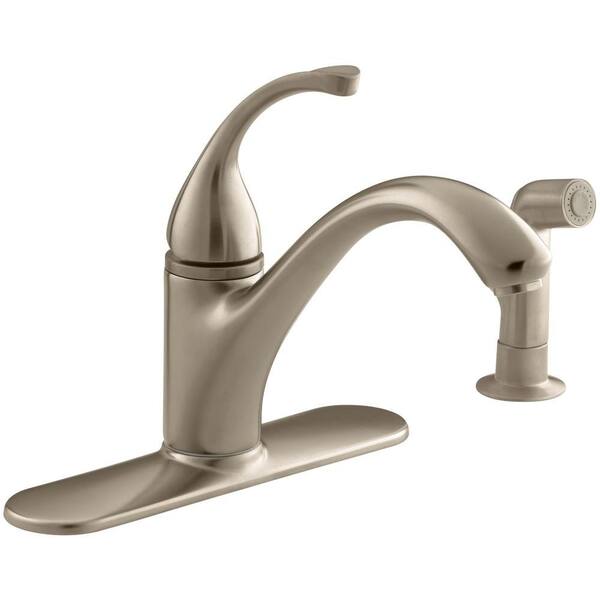KOHLER Forte Single-Handle Standard Kitchen Faucet with Side Sprayer in Vibrant Brushed Bronze