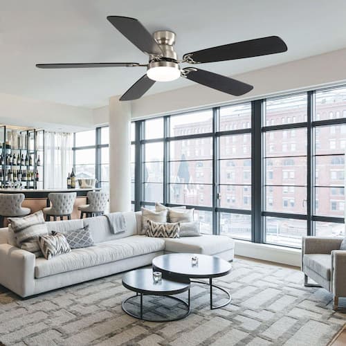 42 in. Indoor Integrated LED Low Profile Nickel Ceiling Fan with Light Kit and Remote, Reversible DC Motor Included Ceiling Fans With Lights