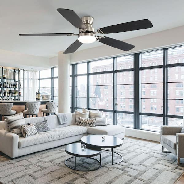 52 in. Integrated LED Indoor Brushed Nickel Ceiling Fan with Light Kit and Remote Control