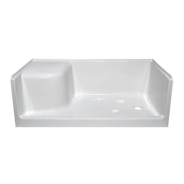 Lyons Industries Elite 60 in. x 32 in. Single Threshold Seated Shower Base with Right Drain in White