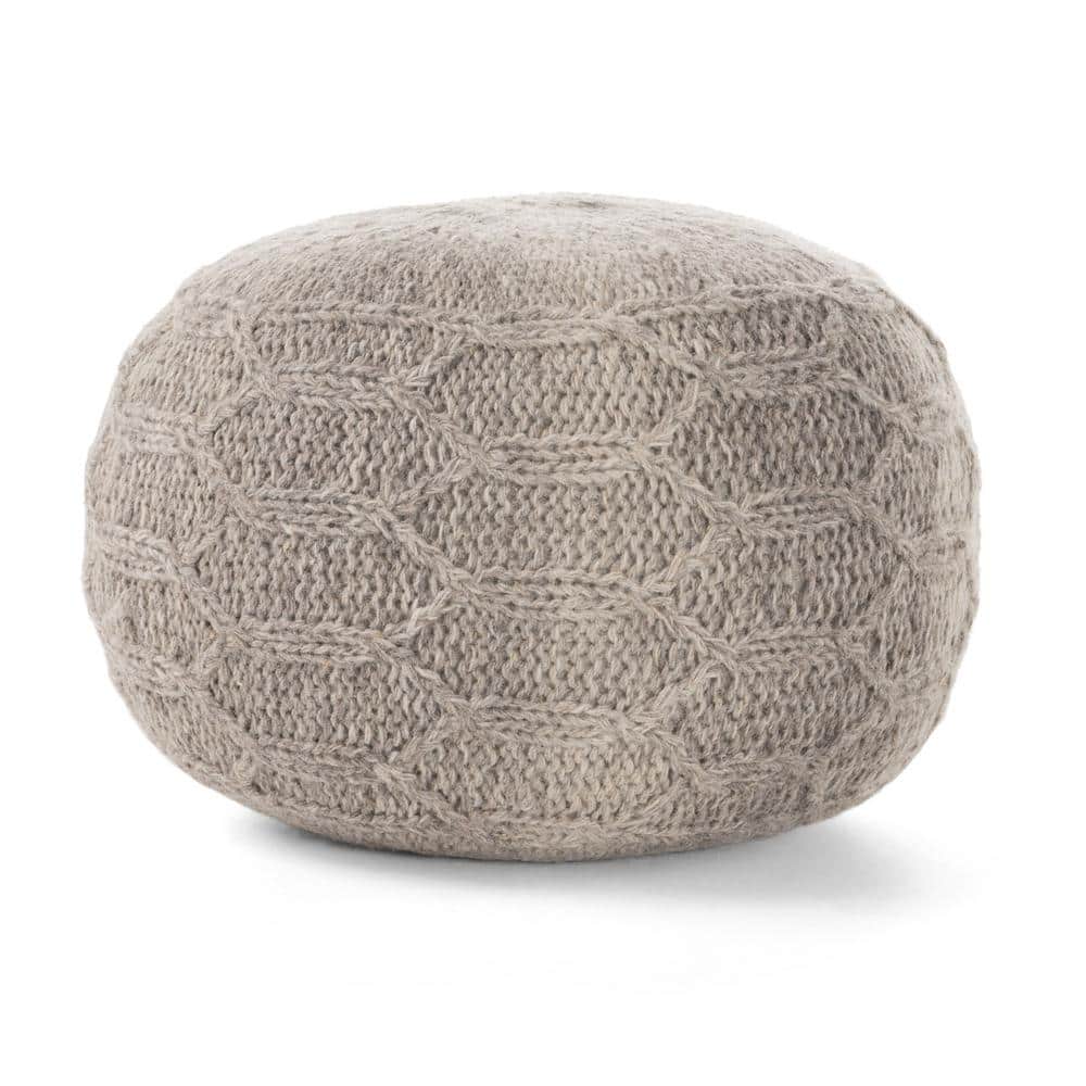 Noble House Malibu Grey Round Pouf