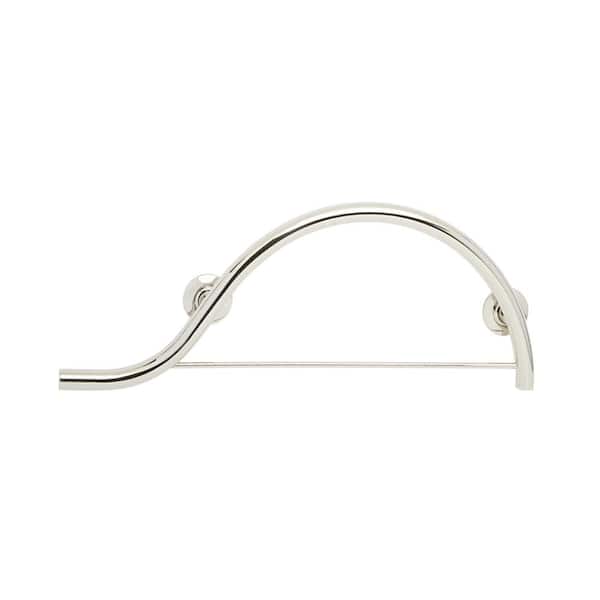 SEACHROME 30- inch Designer Curved/Waved Bathroom Shower Grab Bar with Towel Bar, Left-Handed, Polished