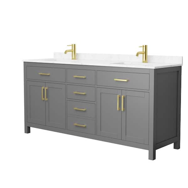 Beckett 72 in. W x 22 in. D x 35 in. H Double Sink Bathroom Vanity in Dark Gray with Carrara Cultured Marble Top