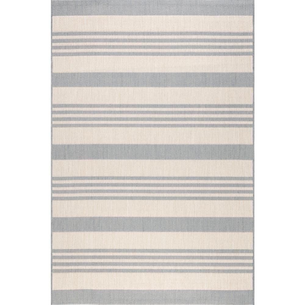 nuLOOM Robin Multi Stripe Light Blue 6 ft. x 9 ft. Outdoor Area