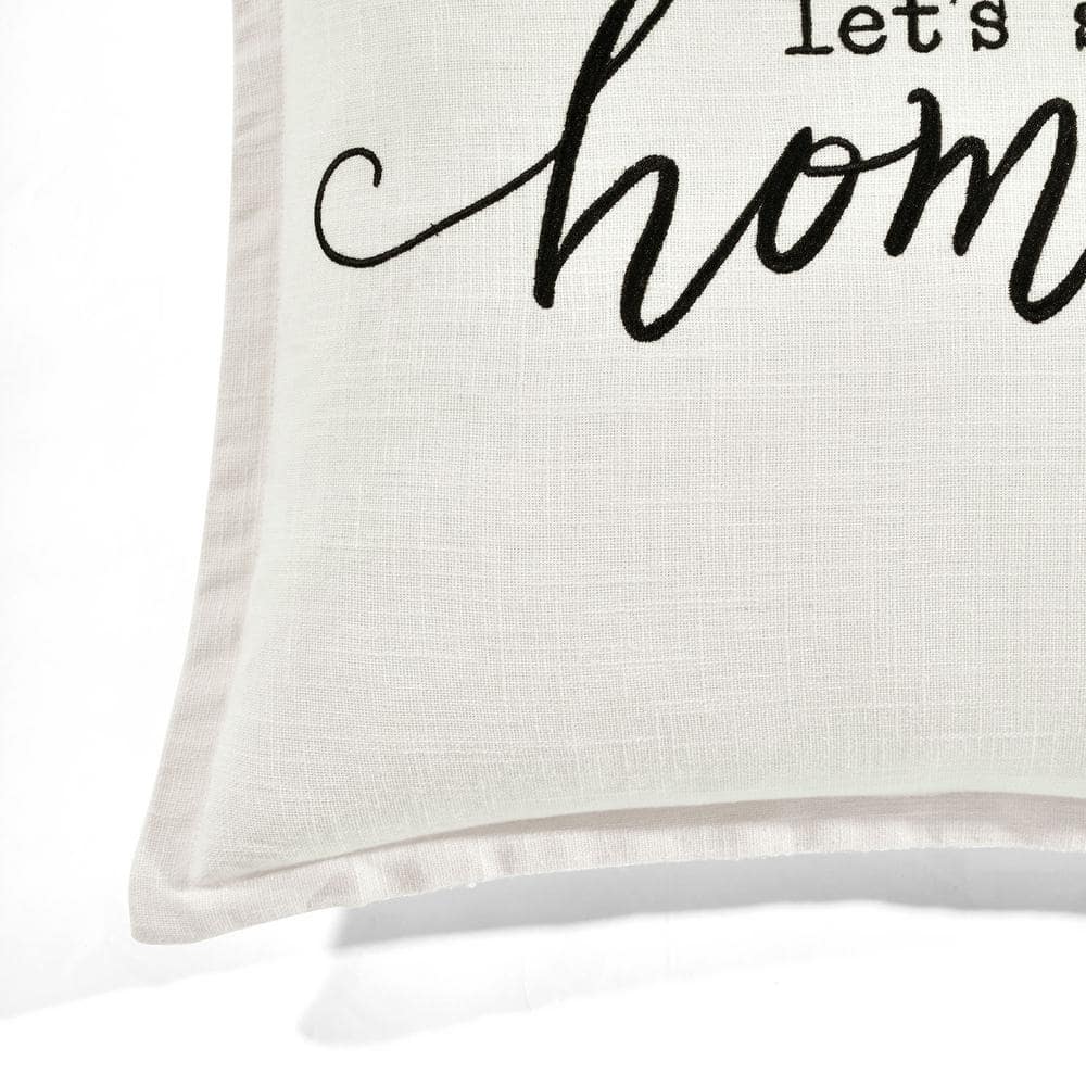 Medium Off-White Cotton Embroidered Decorative Pillow