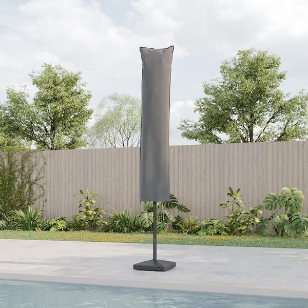 Fit for 7.5 ft. to 11 ft. Waterproof Outdoor Parasol Deck Umbrella Cover in Gray
