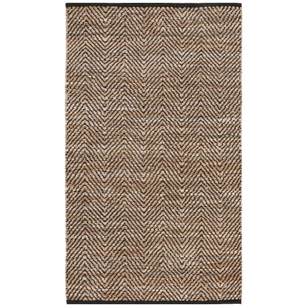 SAFAVIEH Vintage Leather Beige Doormat 3 ft. x 5 ft. Gradient Striped Chevron Area Rug