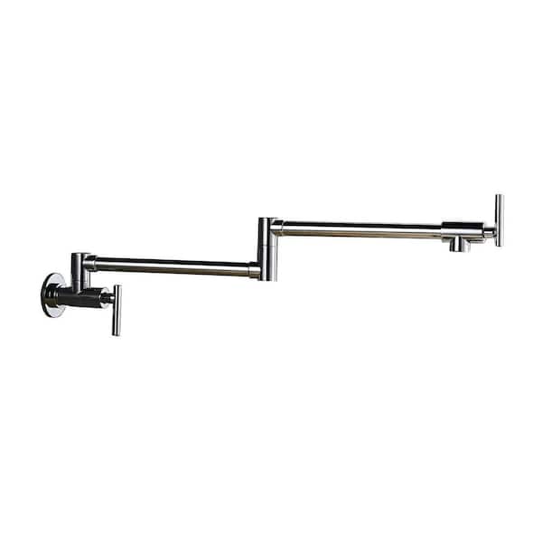 Brass Wall Mount Pot Filler with 2-Handle in Polished Chrome