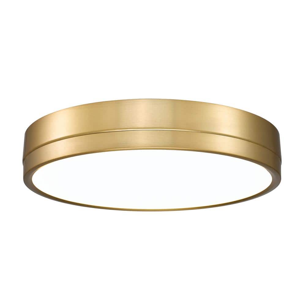 Algar 16 in. Modern Gold Integrated LED Flush Mount with Frosted Acrylic Sh
