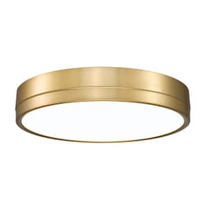 Algar 16 in. Modern Gold Integrated LED Flush Mount with Frosted Acrylic Shade (1-Pack)