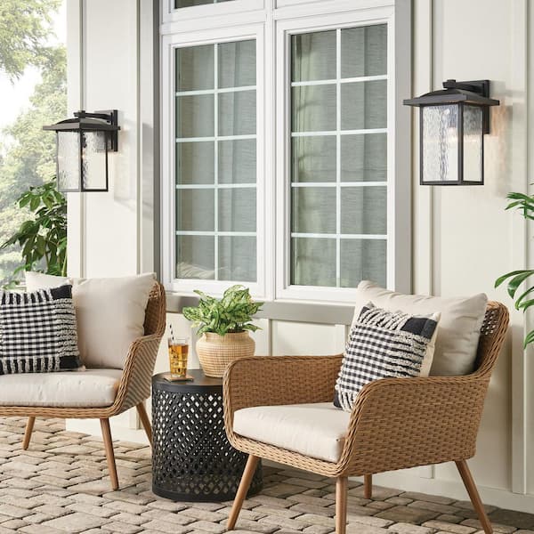 KICHLER Capanna 16 in. 1-Light Textured Black Outdoor Hardwired