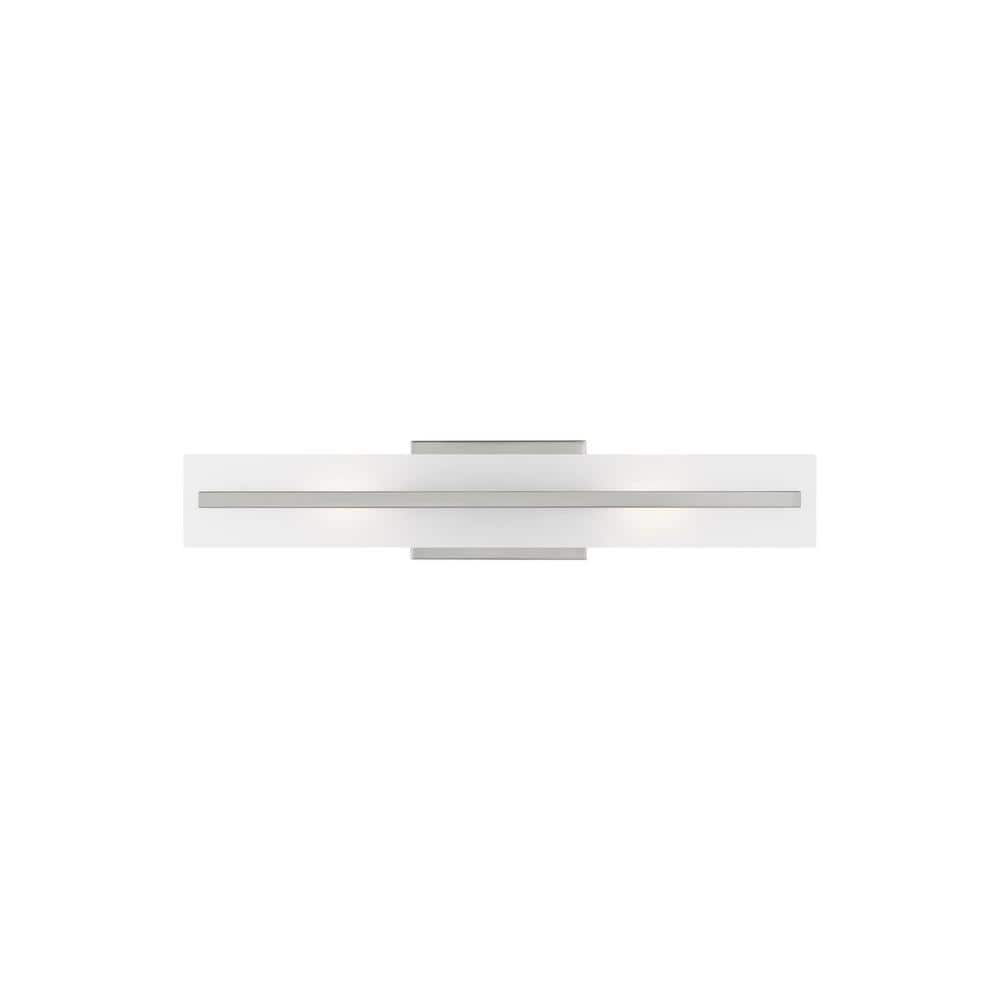 Modern Brushed Nickel 2-Light Bath Vanity with Satin Etched Glass