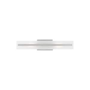 Dex 24 in. Medium 2-Light Brushed Nickel Vanity Light with Satin Etched Glass Shade