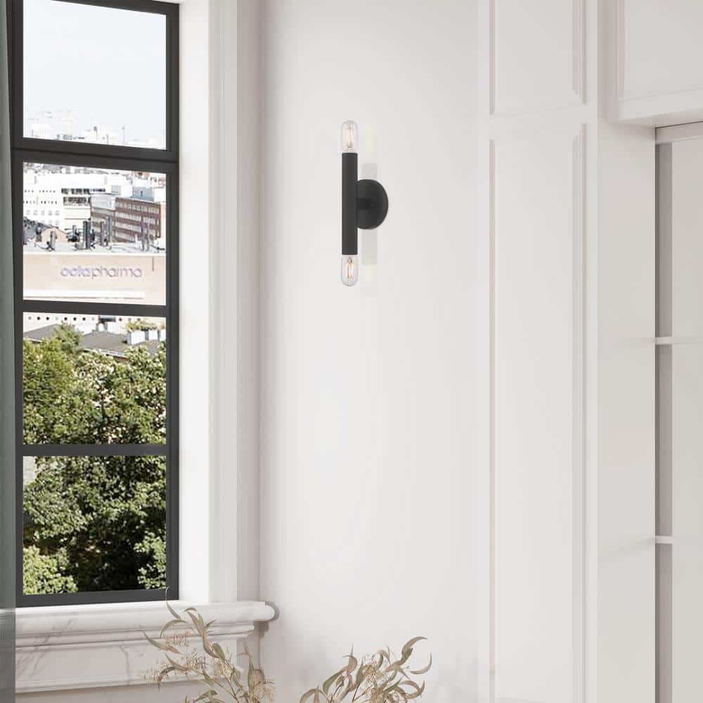 Copenhagen Dual-Light Black Steel ADA Wall Sconce