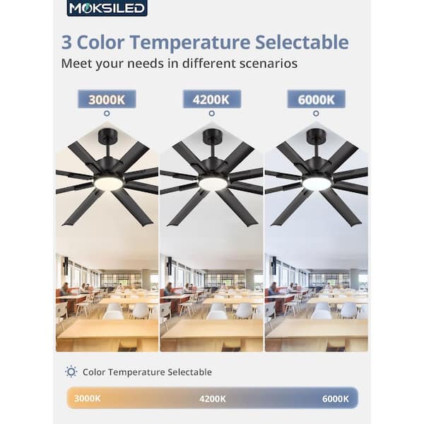 MOKSILED 72 in. Large Fandelier Black Downrod Ceiling Fan with