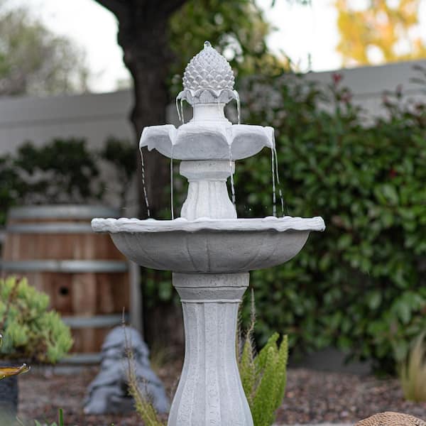 XBRAND 44 in H 2-Tier White Fiberglass/Resin Solar Water