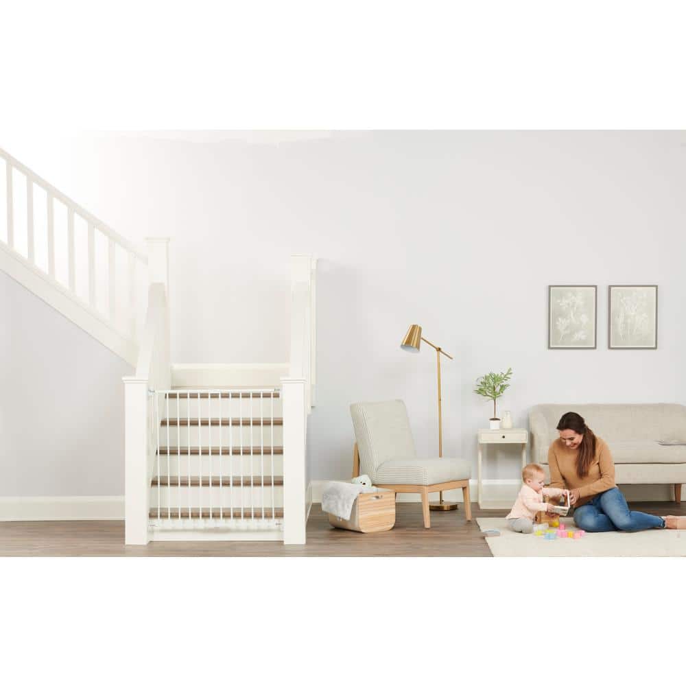 Extra Tall White Metal Swinging Stairway Baby Gate