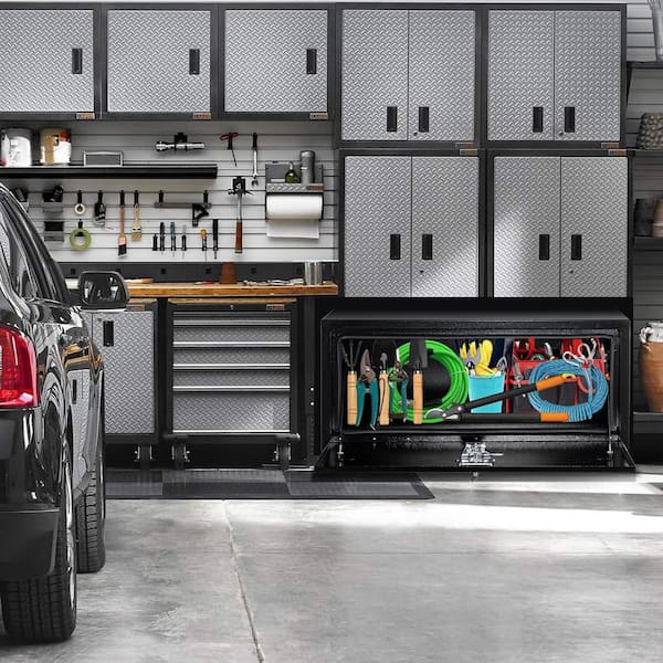 36 in. Black Steel Underbody Truck Tool Box with T-Handle Latch