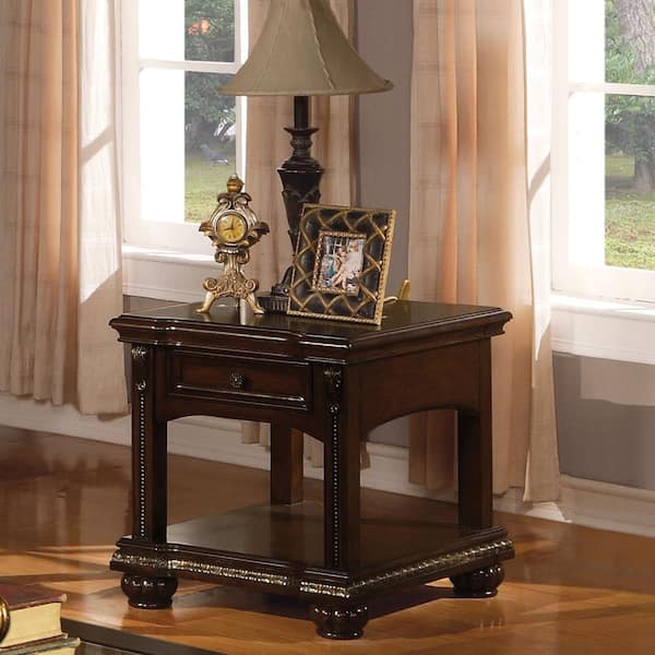 Acme Furniture Anondale 28 in. Cherry Finish Rectangle Wood End Table with No Additional Feature