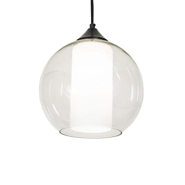 Bola 15.5 in 1 Light Craftsman Brown Dimmable Pendant Light with Colorful Glass Lens and No Bulbs Included