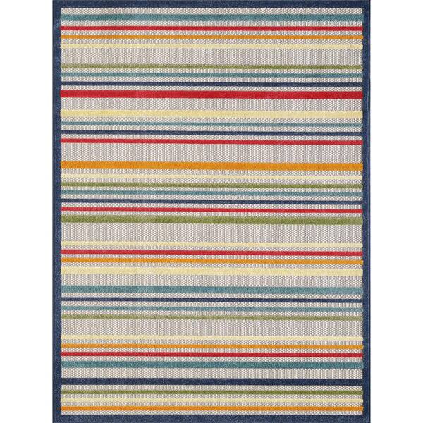 Kas Rugs Calla Ivory/Multi Stripes 5 ft. x 8 ft. Striped Indoor/Outdoor Accent Rug