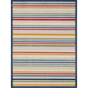 Calla Ivory/Multi Stripes 7 ft. x 9 ft. Striped Indoor/Outdoor Area Rug