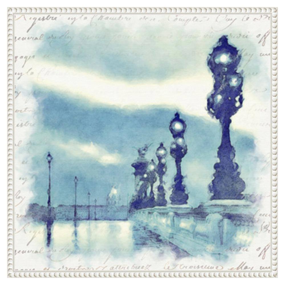 Paris in Blue II White Framed Canvas Wall Art Print
