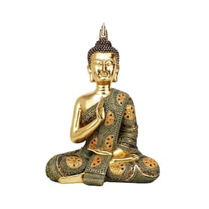 16 in. Tall in Gold Finish Polyresin Sitting Buddha Statue