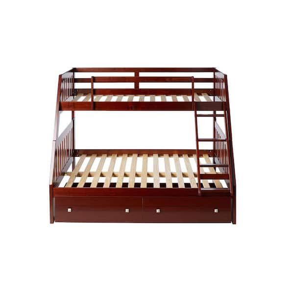 Donco Kids Brown Dark Cappuccino Twin over Full Mission Bunk Bed wtih Dual Under Drawers