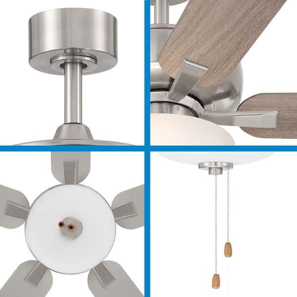 Designers Fountain - Gallant 52 in. Indoor/Covered Outdoor Brushed Nickel Standard Mount Ceiling Fan with Light Kit and Pull Chain Control