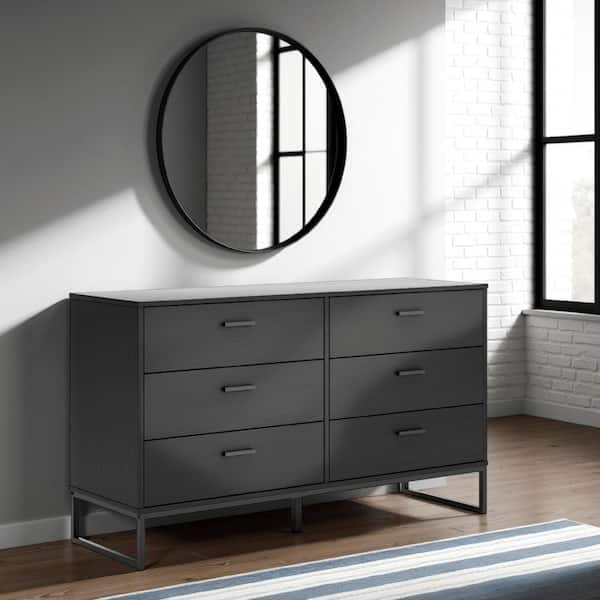 Benjara Alli Matte Black 6-Drawer 59.02 in. Wide Dresser Without Mirror