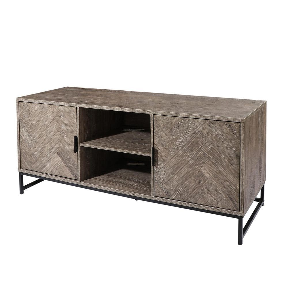 Anmytek 47 In Wash Grey TV Stand With 2 Doors Fits TV S Up To 55 In   Gray Tv Stands H0025 64 1000 