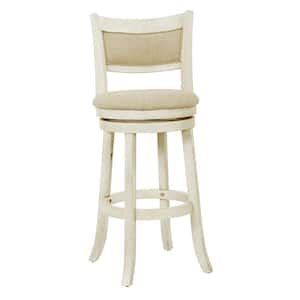 Swivel 30 in. Antique White Stool with Solid Back