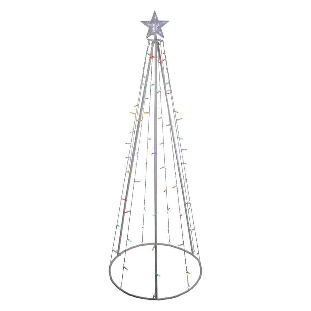 Northlight 6 ft. Multi-Color LED Lighted Outdoor Christmas Cone Tree ...