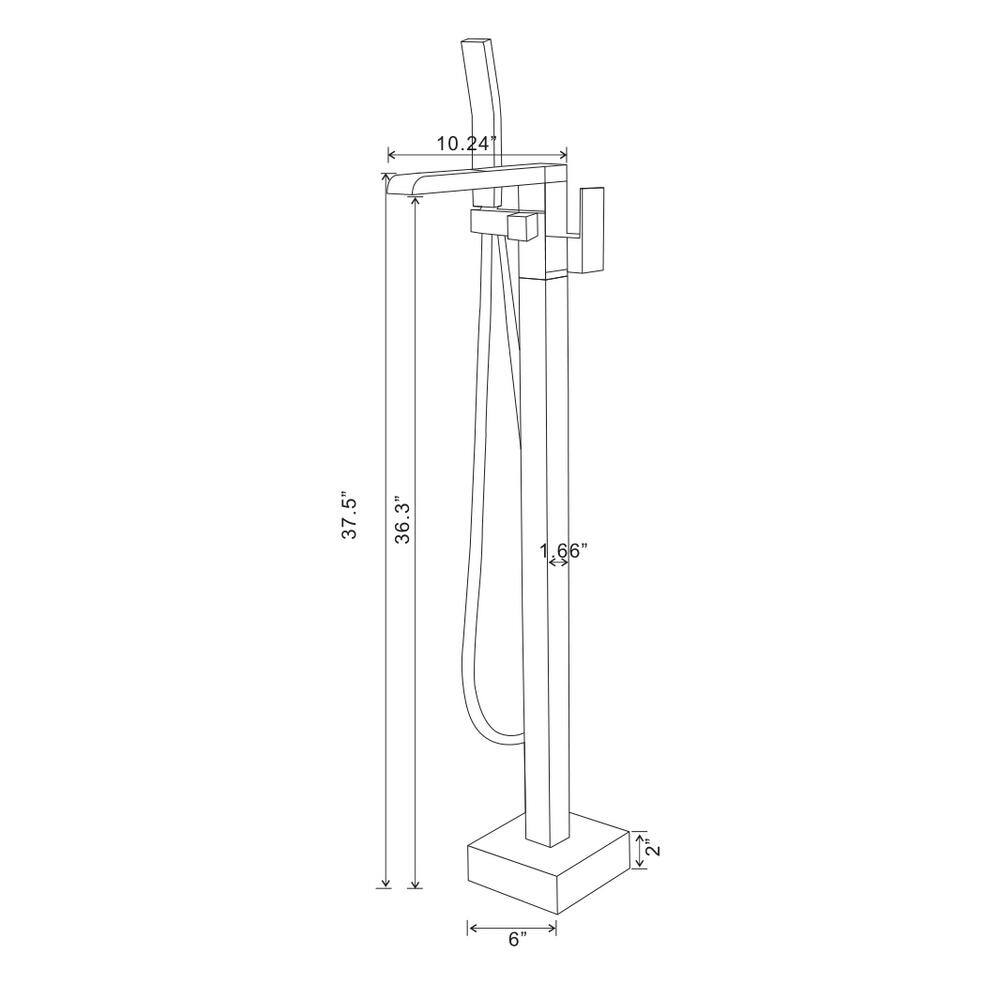 Gold Freestanding Floor Mount Tub Faucet with Hand Shower
