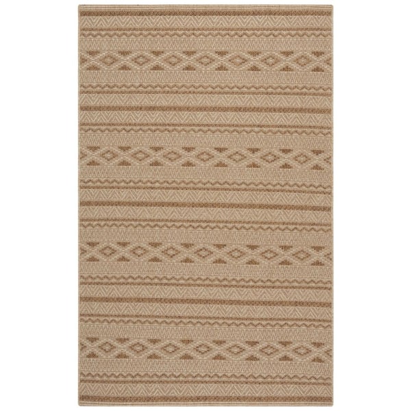 Sisal All-Weather Natural/Brown 9 ft. x 12 ft. Striped Chevron Geometric Indoor/Outdoor Area Rug
