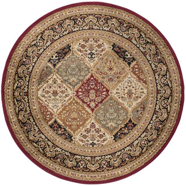 Tayse Rugs Sensation Border Red 8 ft. Round Indoor Area Rug