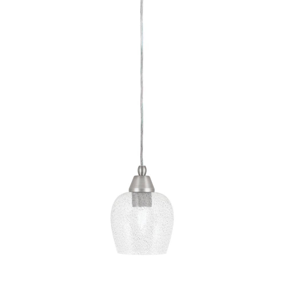 Bryson 6 in. 1-Light Brushed Nickel Cord Pendant Light with 6 in. Smoke Bub