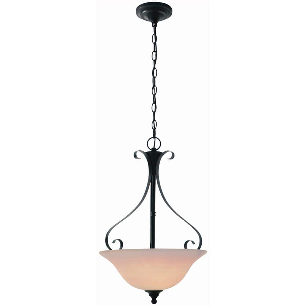 15.6 in. W x 24.5 in. H 3-Light Oil-Rubbed Bronze Pendant with Frosted White Glass Shade price history on PriceWatchPro