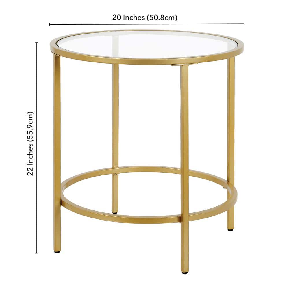 Brass and Glass Round 20" Side Table