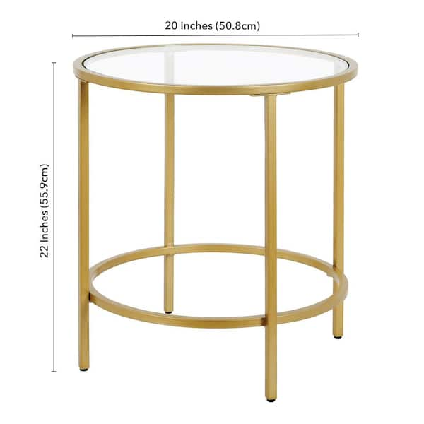 Meyer&Cross Sivil 20 in. Brass Finish Round Glass Top End Table