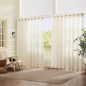 Carmen Sheer Extra Wide Indoor/Outdoor Sheer Window Curtain, Ivory - 114''W x 108''L