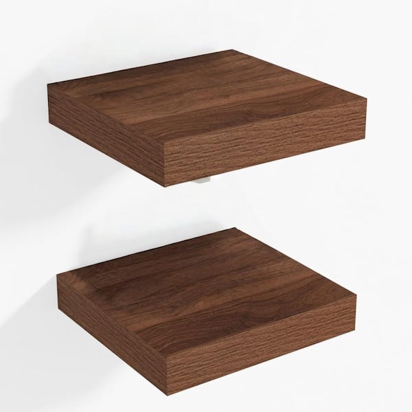 12 in.W x 12 in.D Floating Shelves,Long Wall Shelf,Rustic Wood Wall Shelves,Walnut,2Pack