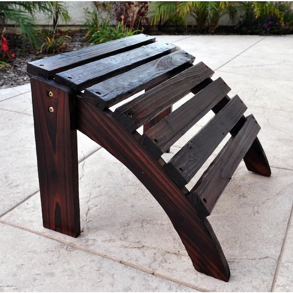 Burnt Brown Patio Wood Ottoman (Standard)