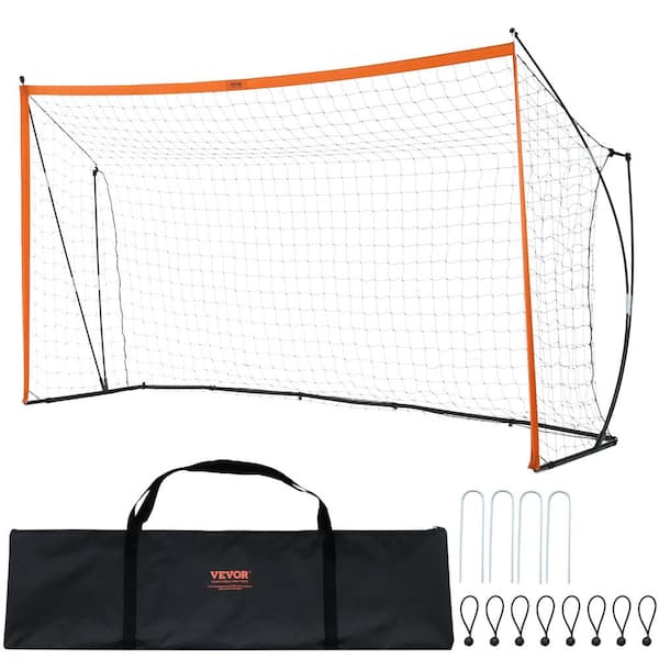 VEVOR Portable Soccer Goal, 12 x 6 ft. Adults Kids Backyard Soccer Net, Large Practice Soccer Net, Steel Fiberglass, Orange
