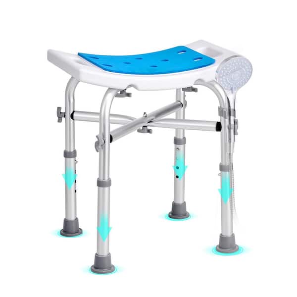 Adjustable Height Shower Chair Non-Slip Stool Crossbar Support for Bathtub, Non-Electric Waterless Toilet 2025 update