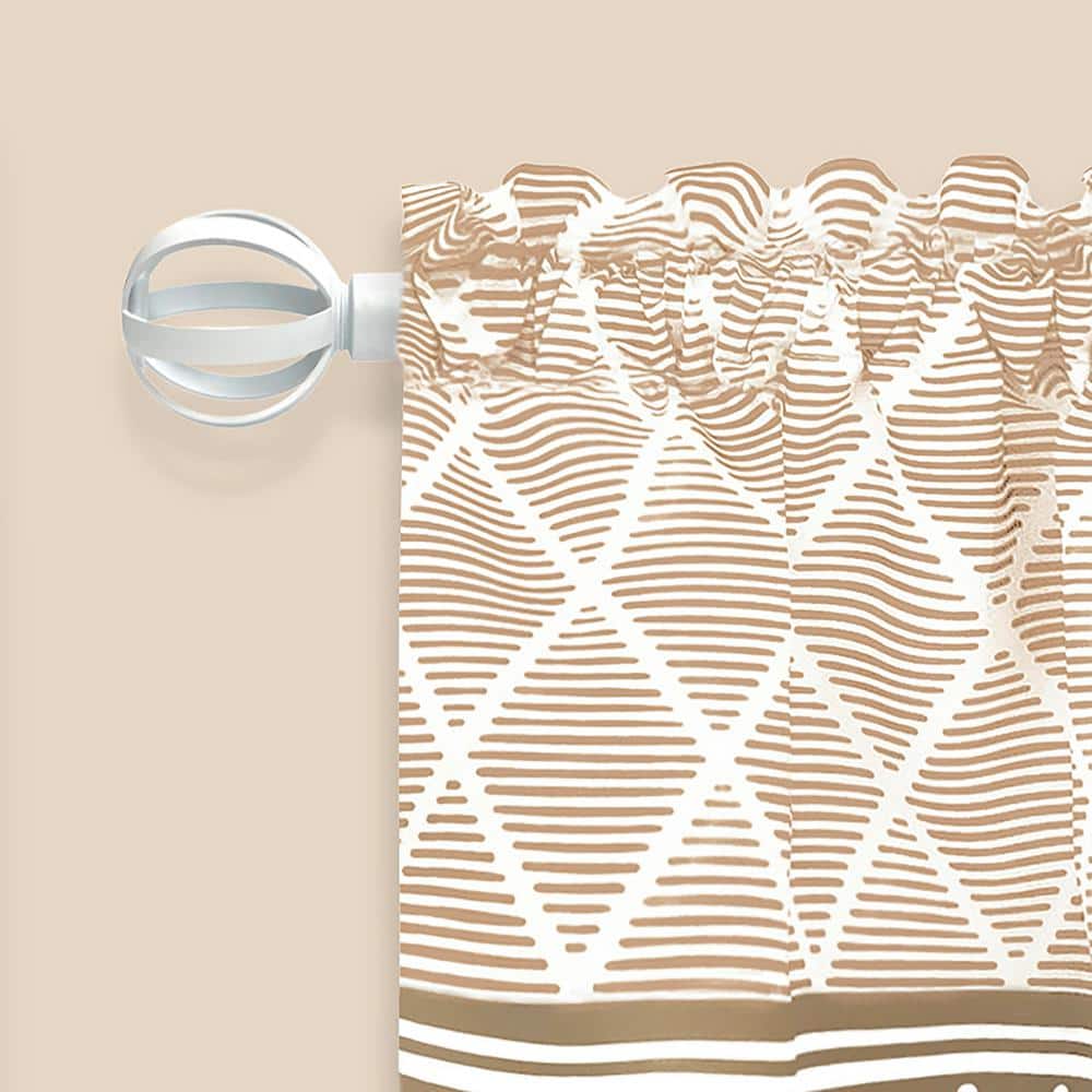 Boho Chic White and Mocha Polyester Tier Valance Set